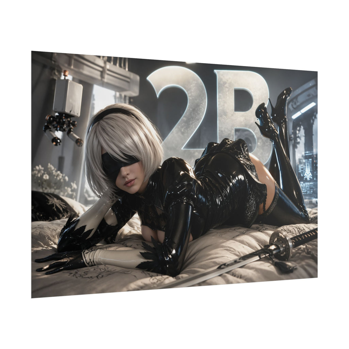 Game Room Decor 2B NieR Poster Gaming Wall Art Character Print Collectible Print