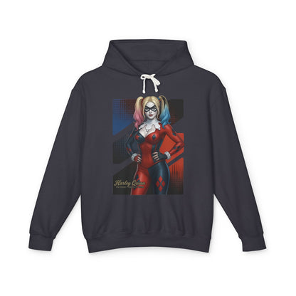 Harley Quinn Hoodie | DC Comics Hoodie | Anime Villain Girl Pullover – black pullover with anime-style Harley Quinn graphic, playful rebellious design