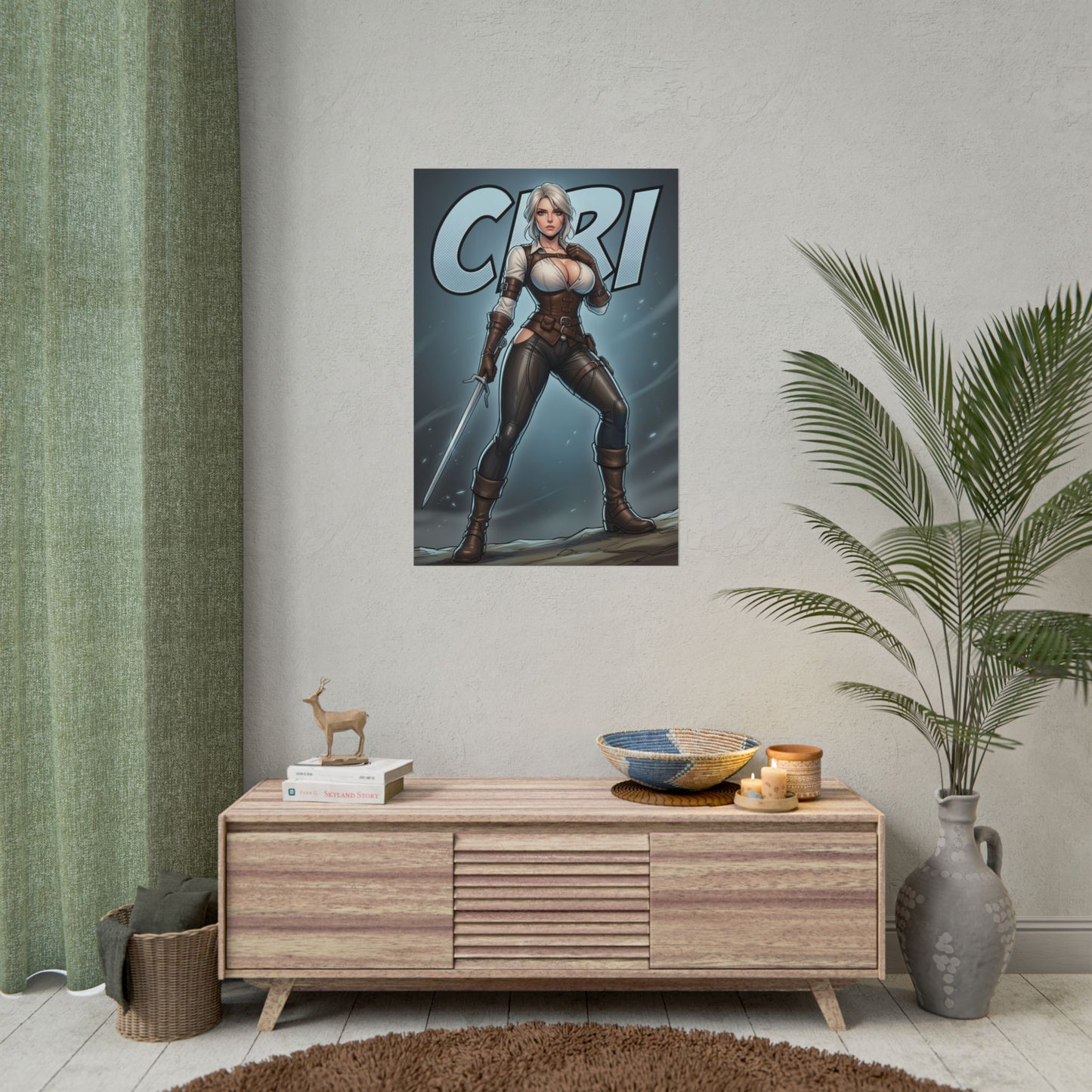 Ciri Witcher Poster, Witcher Wall Art Print, Fantasy Sword Girl Decor, RPG Game Wall Art, Gamer Gift