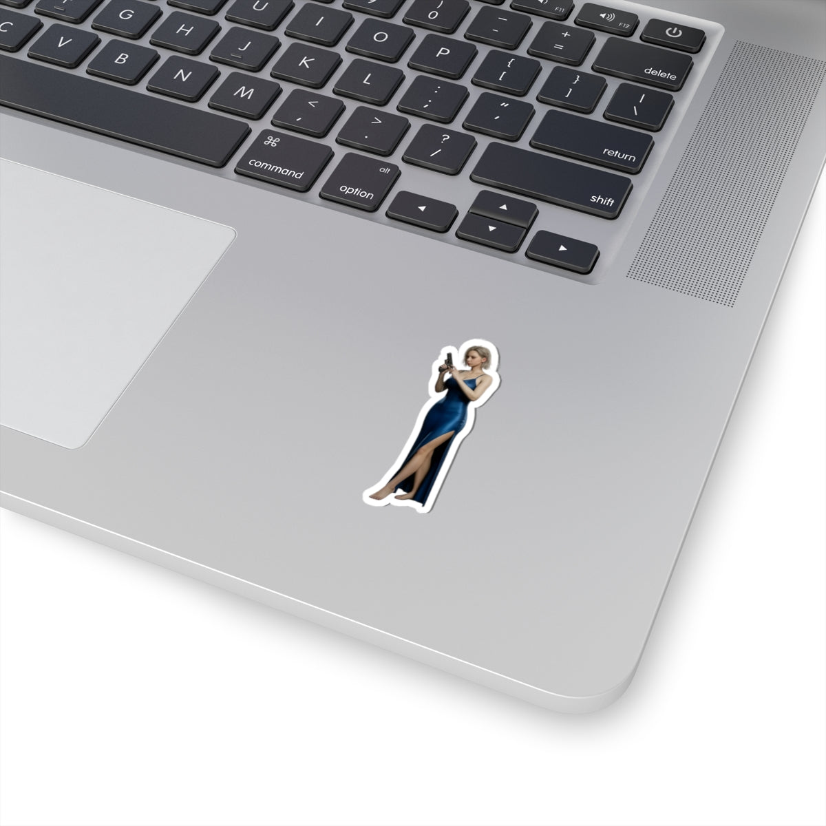 Grace Ashcroft Sticker, Resident Evil Sticker, Vinyl Wall Decor, Gift for Gamer - glossy durable vinyl laptop sticker of Grace Ashcroft in blue dress
