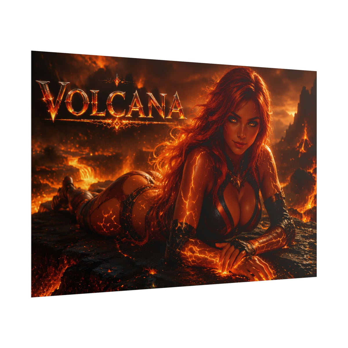 Comic Wall Art Volcana Poster Heroine Room Decor Collectible Character Print