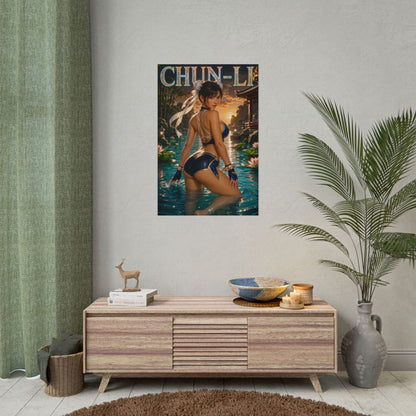 Chun Li Character Poster Street Fighter Gamer Gift Gaming Setup Wall Decor Print