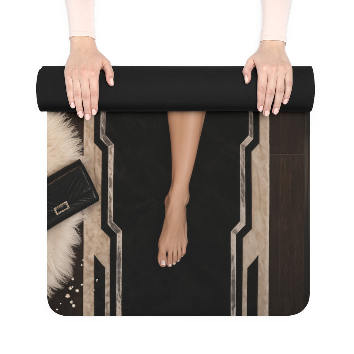 Black Cat Exercise Yoga Mat 24x72 Lightweight Mat with Carry Strap