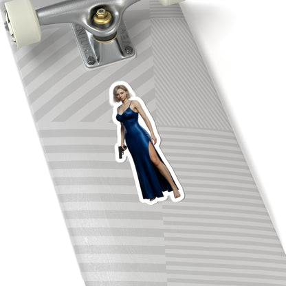 Grace Ashcroft Sticker, Resident Evil Sticker, Gaming Desk Decor, Gift for Gamer - glossy vinyl Grace Ashcroft sticker on skateboard
