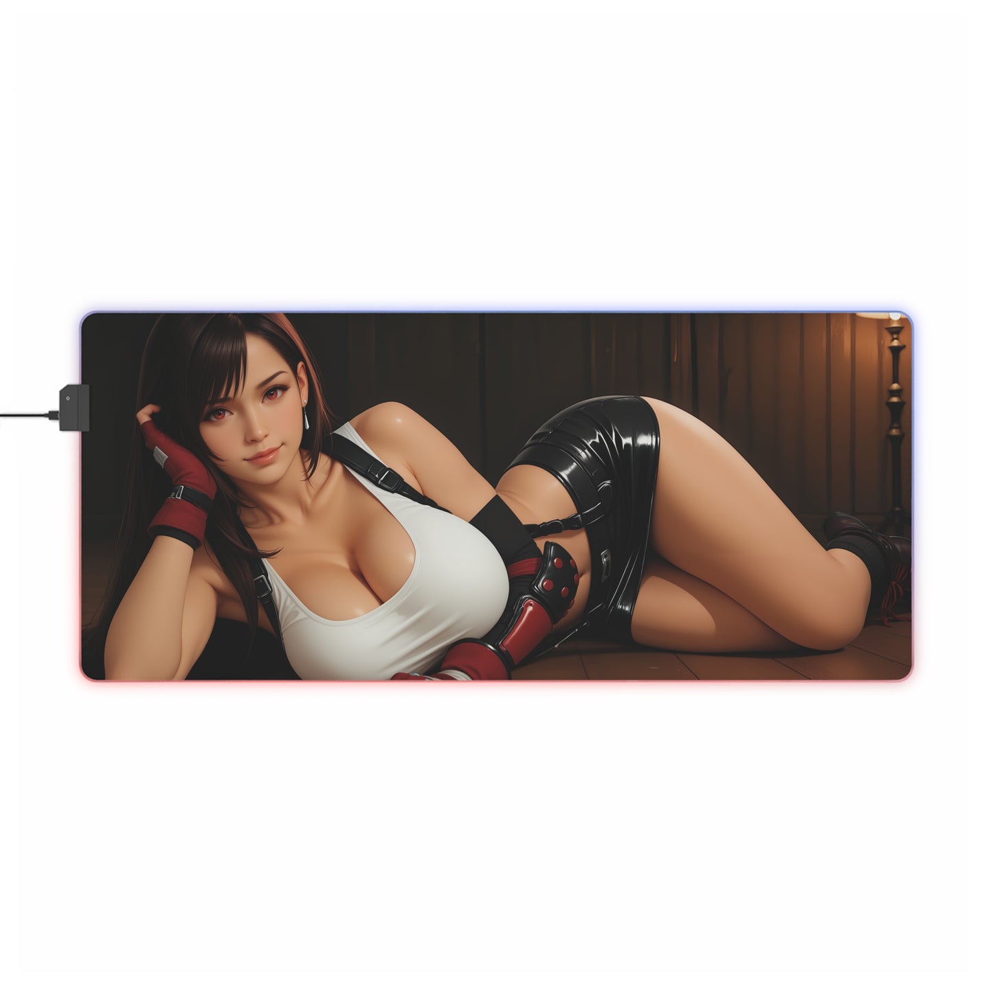 Килимок для столу Tifa Lockhart – світлодіодний RGB-підсвітлювальний килимок, ігровий комплект із зображенням дівчини з аніме Waifu