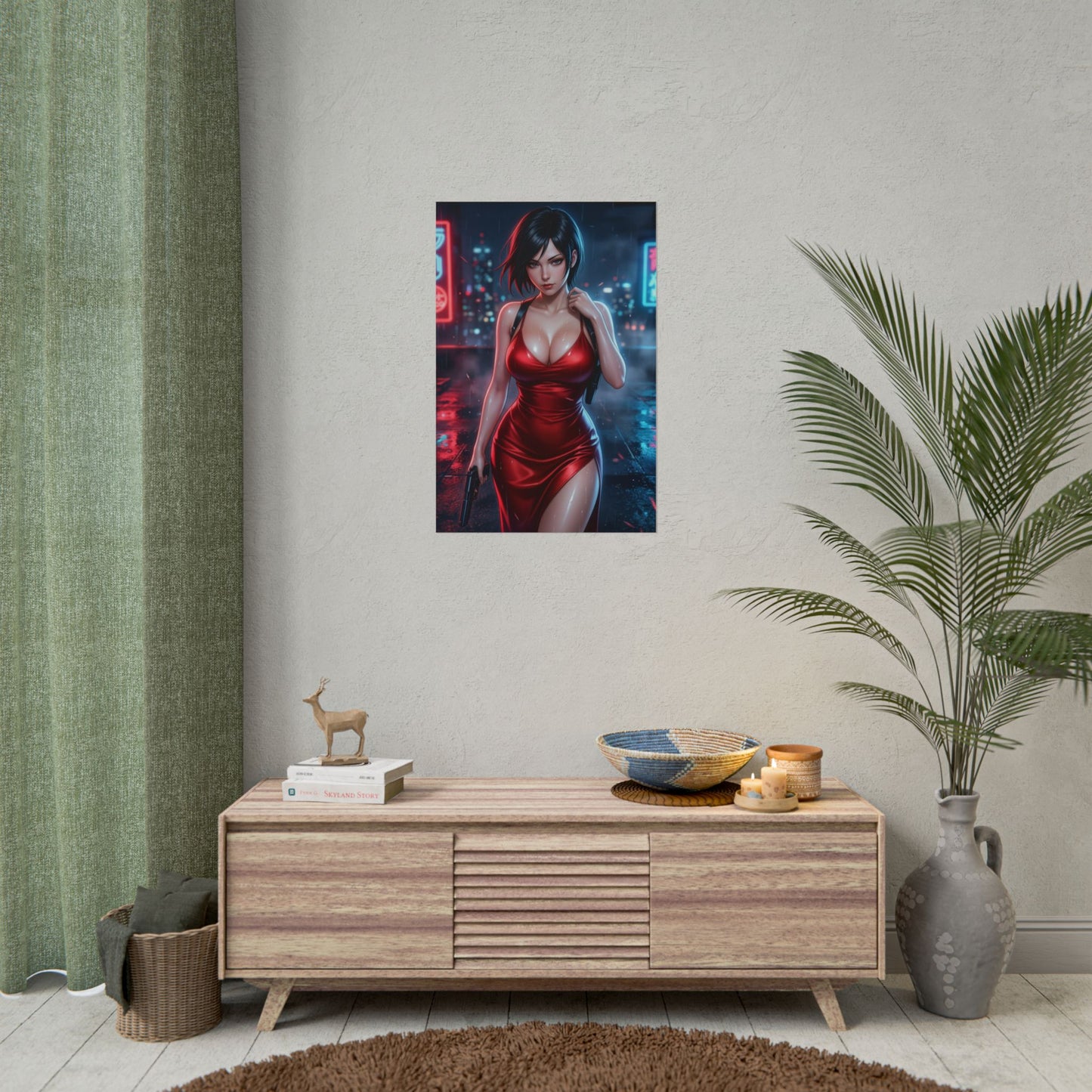 Ada Wong Resident Evil Poster Spy Woman Wall Art Red Dress Girl Print Action Character Gaming Room Decor Gift