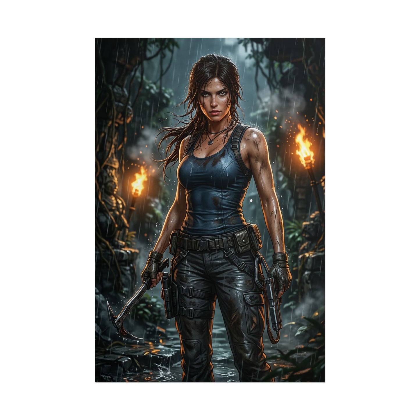 Lara Croft Tomb Raider Poster Adventure Woman Wall Art Explorer Girl Print Action Character Gaming Room Decor Gift