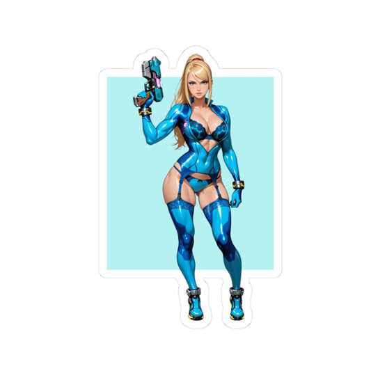 Samus Aran Aufkleber – Futuristischer Vinylaufkleber für Laptops, Notizbücher &amp; Accessoires