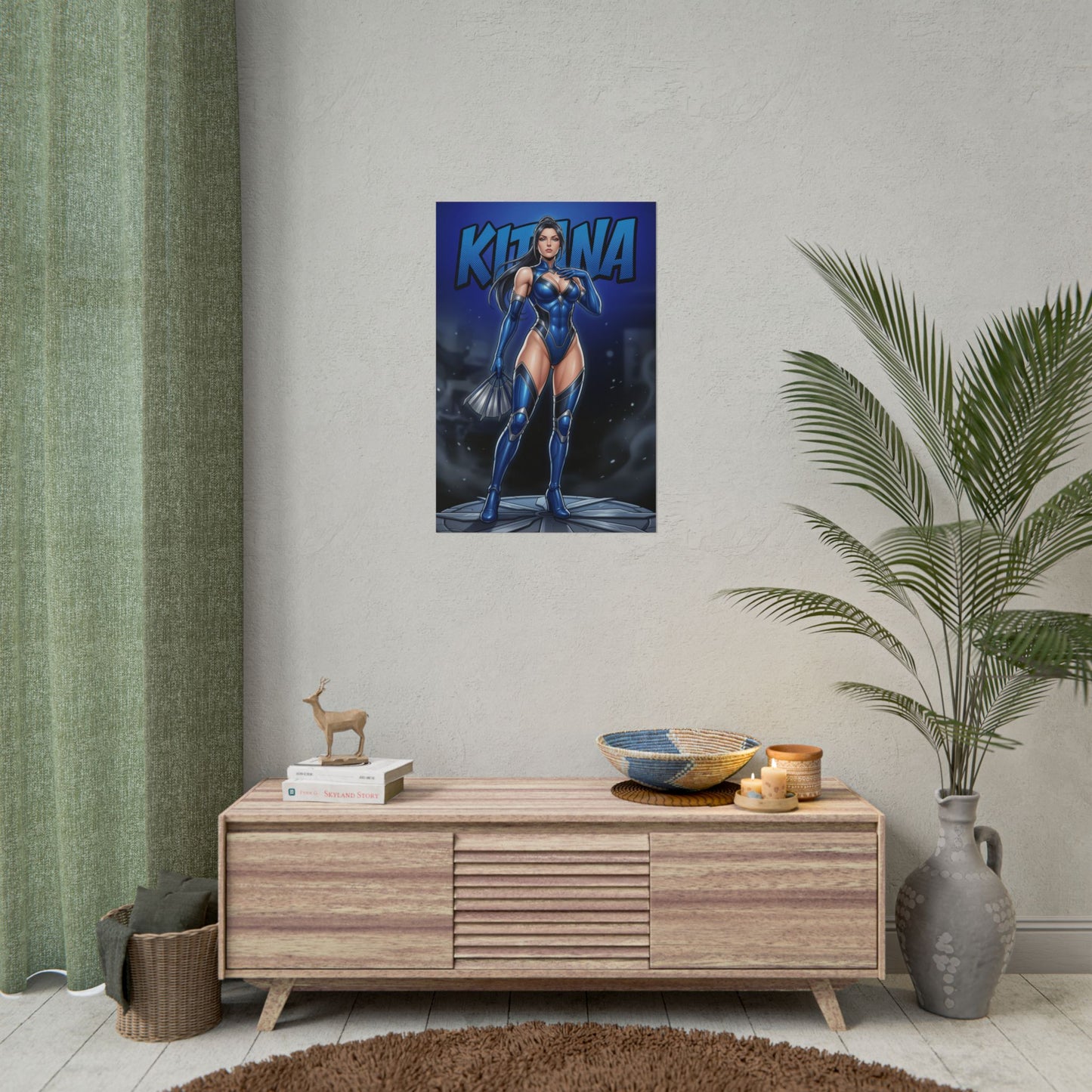 Kitana Mortal Kombat Poster, Mortal Kombat Wall Art, Blue Ninja Girl Print, Fighting Game Wall Art, Gamer Gift