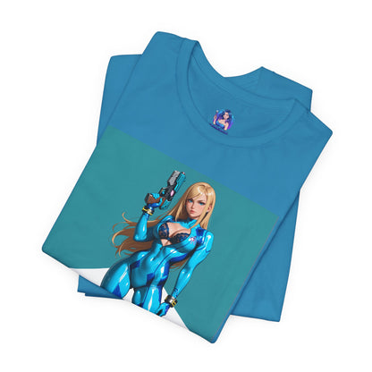 Samus Aran T-Shirt | Sci-Fi-Heldin-Shirt für Gamer &amp; Anime-Fans | Galaktische Kriegerin