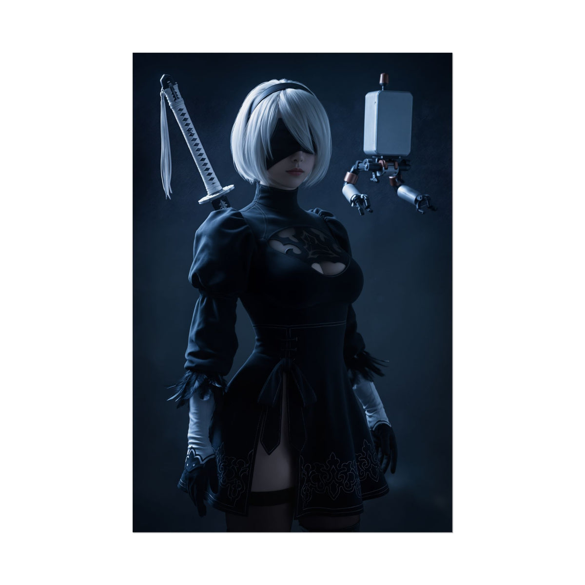 2B NieR Automata Poster  Iconic Android Heroine Wall Art for Gamer Decor, ultra-high res character portrait for gaming rooms