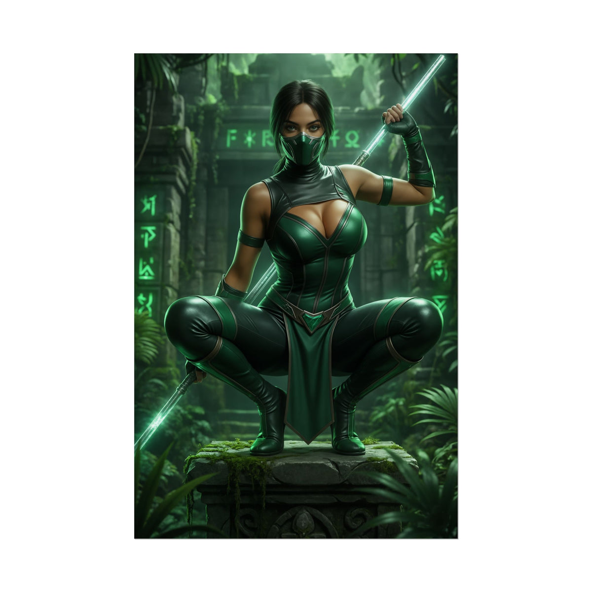 Jade Mortal Kombat Poster  Iconic Ninja Heroine Wall Art for Gamer Decor