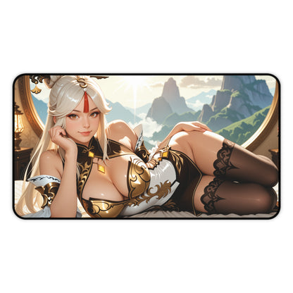 Ningguang Schreibtischunterlage, Genshin Impact Heldinnen-Mauspad, Elegantes Anime-Gaming-Schreibtisch-Setup