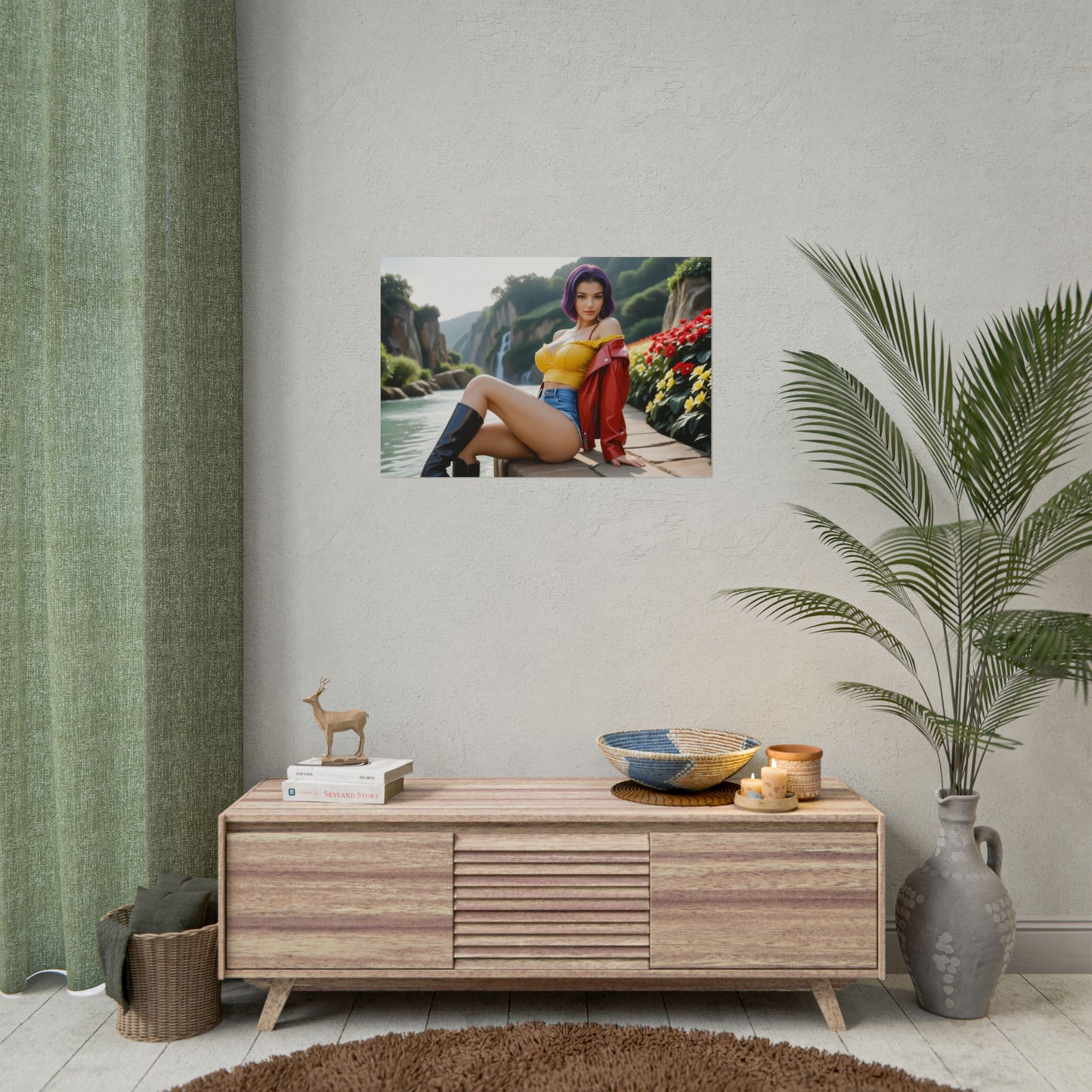 Anime-Waifu-Poster | Faye Valentine-Druck für Retro-Sci-Fi-Zimmerdeko