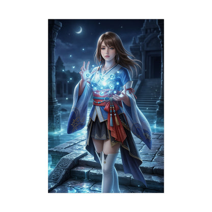 Yuna Poster Final Fantasy X Wandbild Beschwörerin Mädchen Print Fantasy Frau Deko Emotionales Anime Kunstwerk Gamer Zimmer Geschenk