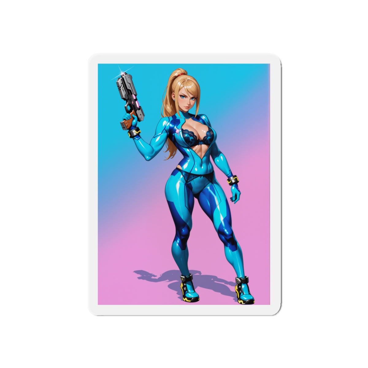 Магніт із зображенням аніме Самус Аран – магніт із зображенням дівчини-воїна космосу, декор для холодильника геймера