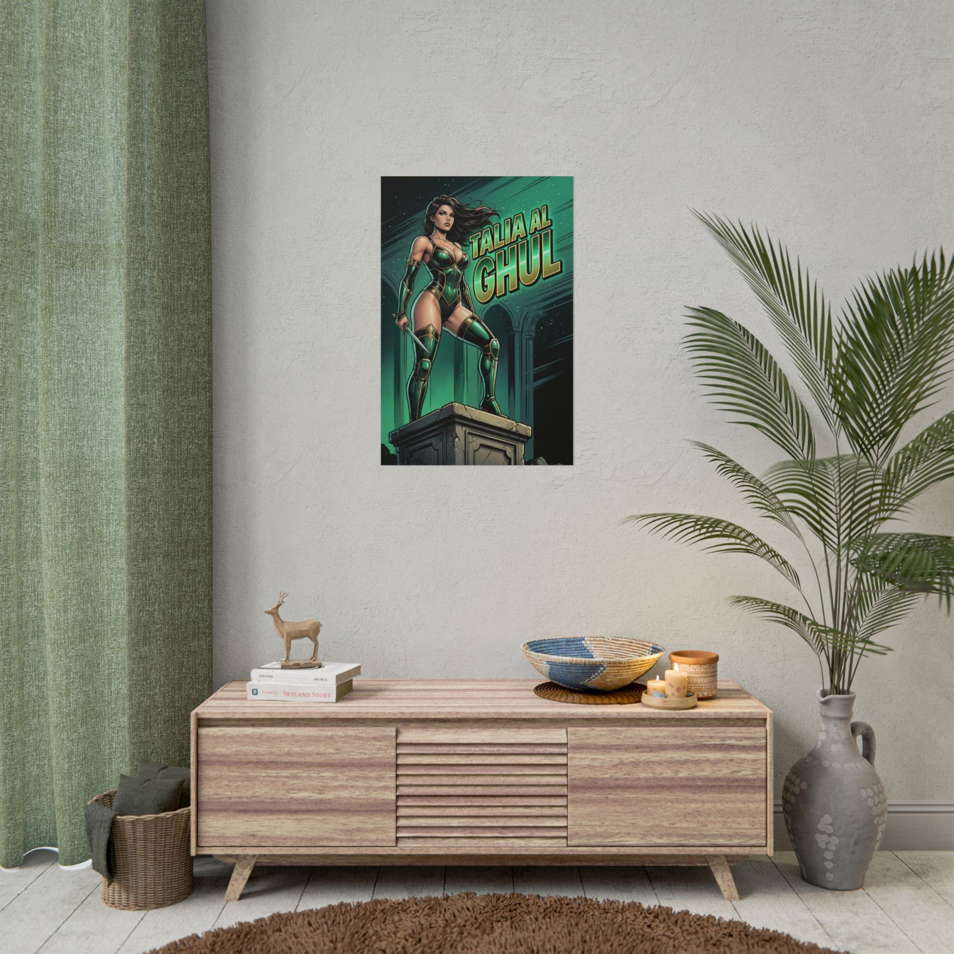 Talia al Ghul Poster / Talia al Ghul Wall Art / Talia al Ghul Art Print / DC Comics Poster - emerald-toned warrior woman print