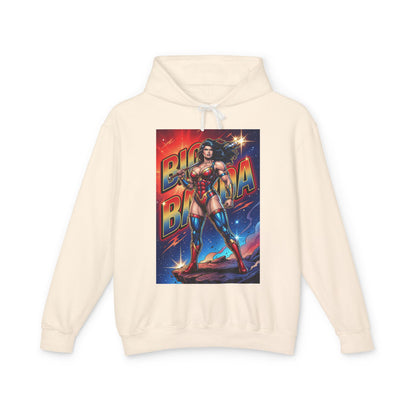 Big Barda Hoodie | DC Warrior Hoodie | New Genesis Champion Pullover - cream streetwear hoodie with bold Barda comic art