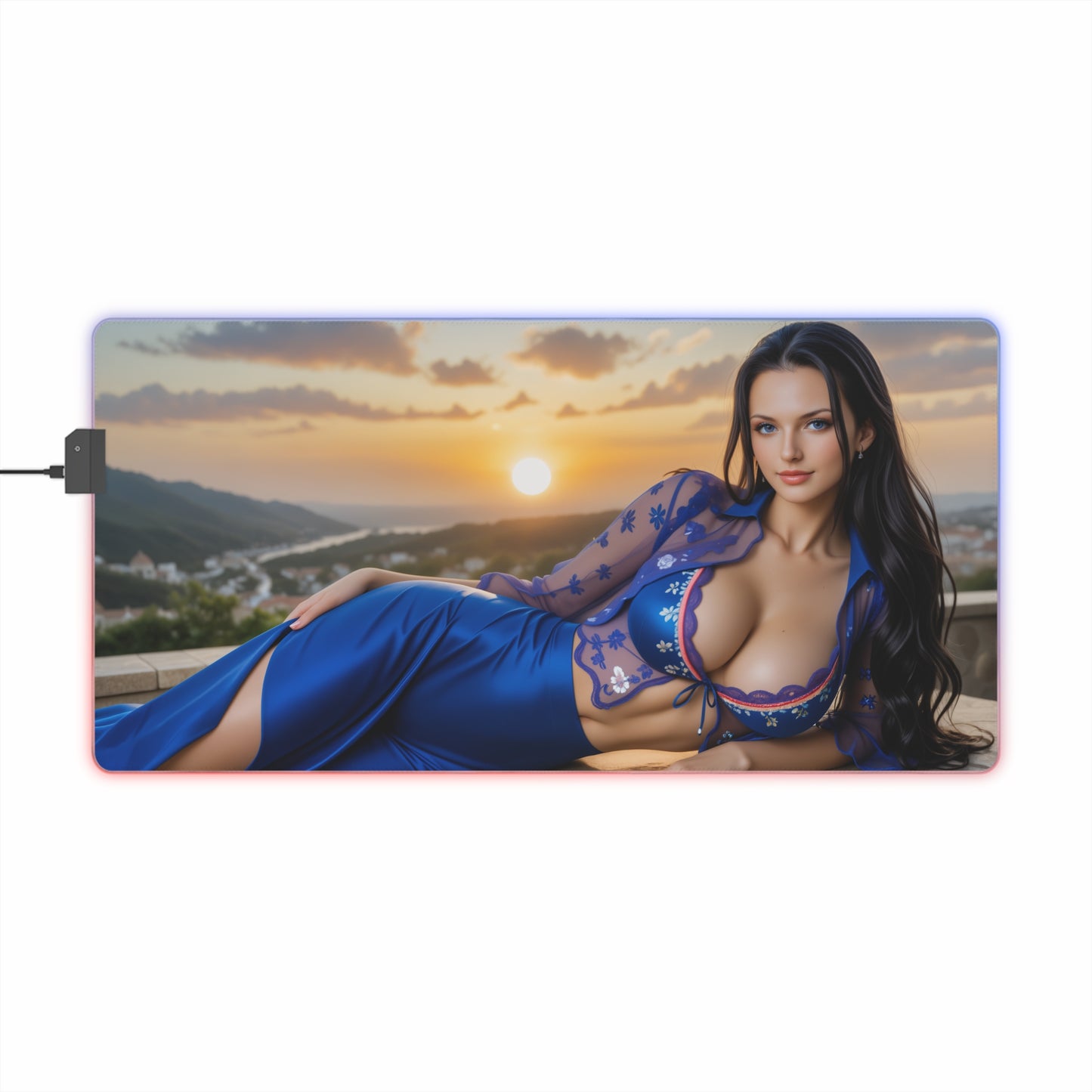 Nico Robin Desk Mat – LED RGB Pad, Waifu Anime Girl Gaming Setup