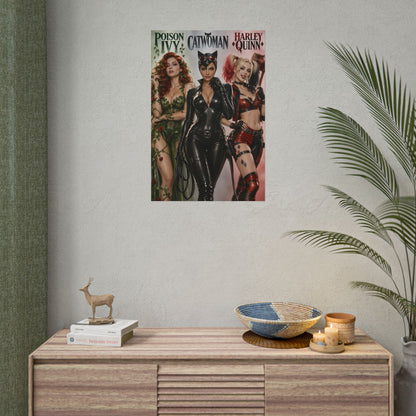 Poison Ivy Harley Quinn Catwoman Poster DC Comics Wall Art Room Decor