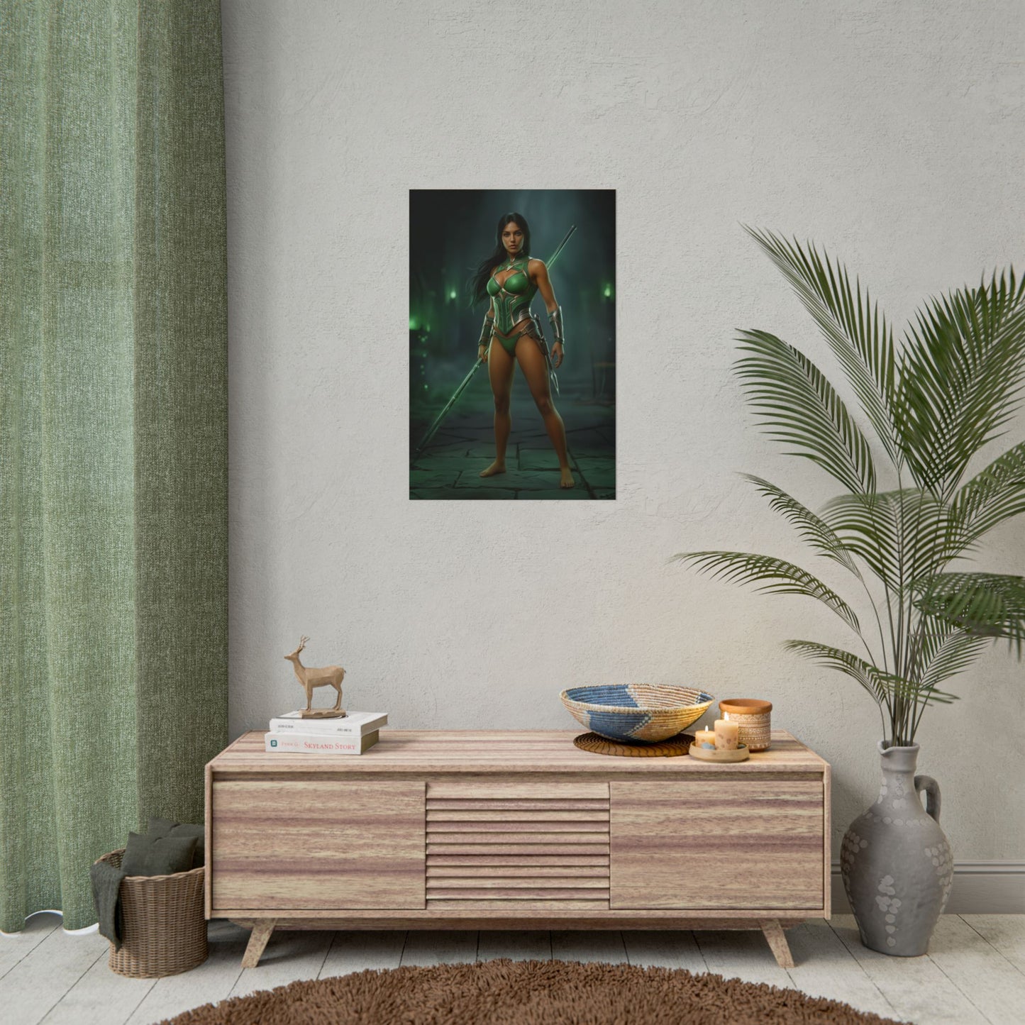 Jade Poster Mortal Kombat Green Energy Wall Art Print Gaming Decor