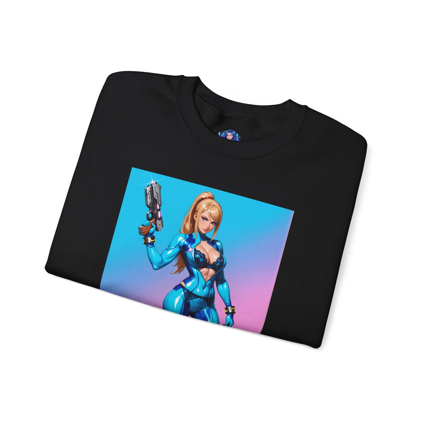 Samus Aran Sweatshirt, Power Suit Rundhalsausschnitt, Premium Sci-Fi Gaming Streetwear