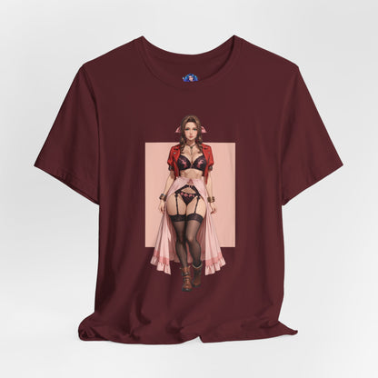 Aerith-T-Shirt | Final Fantasy VII Grafik-T-Shirt für Otaku &amp; Gaming-Fans | Anime-Heldinnen-Shirt