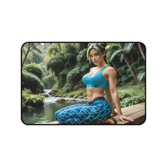 Jolyne Cujoh Desk Mat, JoJo Mouse Pad, Anime Girl Desk Setup Decor showcasing athletic Jolyne artwork on premium stitched-edge mat