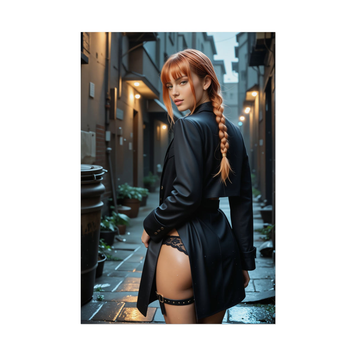 Makima Wall Art  Anime Character Poster, Great Gift for Anime Fans - stylish high-res character print in urban alleyway