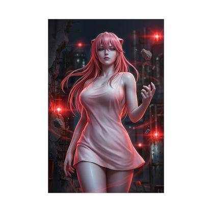 Lucy Elfen Lied Poster Anime Horror Woman Wall Art Pink Hair Girl Print Dark Character Gaming Room Decor Gift