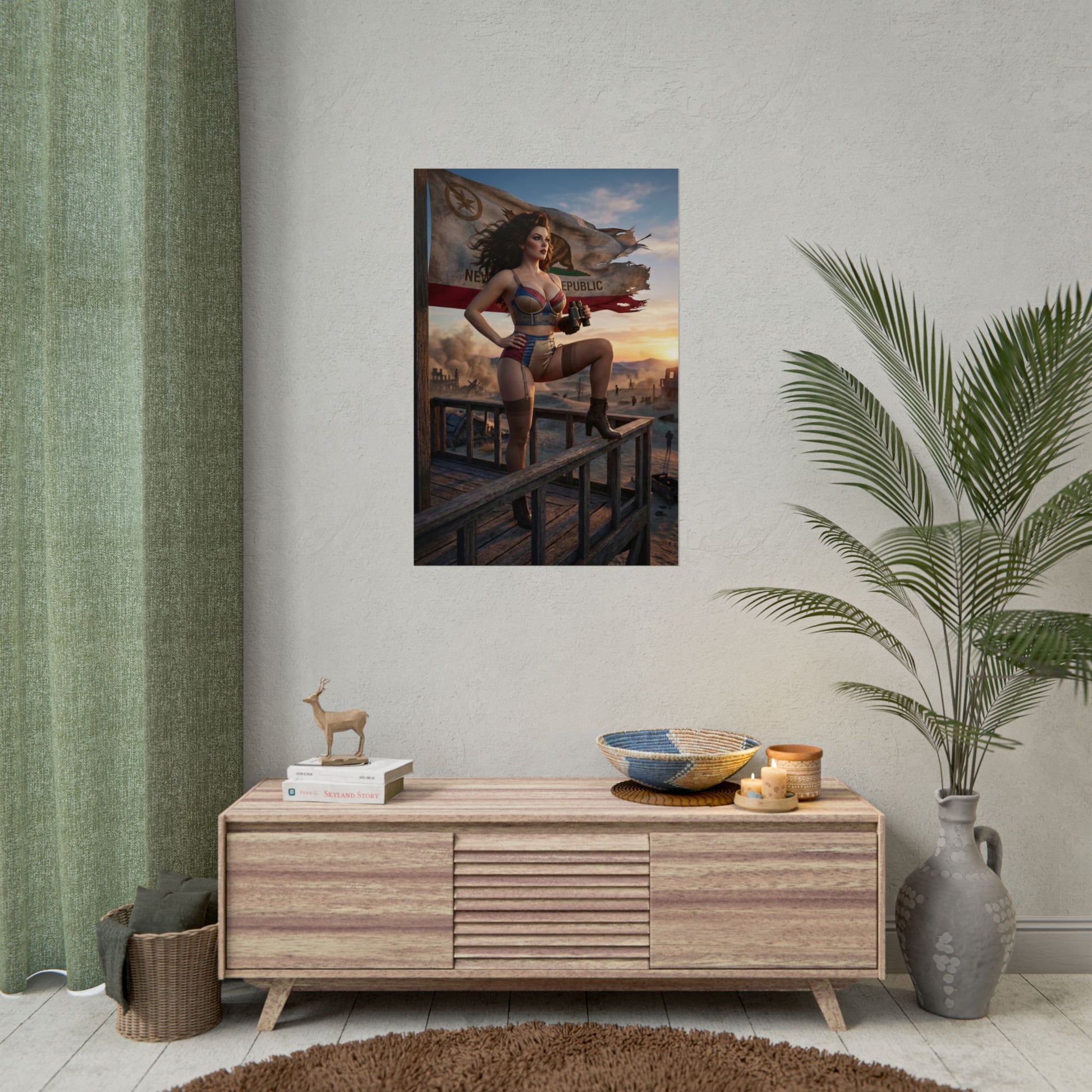 Fallout Frontier Woman Poster / Fallout Frontier Wall Art / Fallout Frontier Art Print / Fallout Poster - cinematic depiction of a determined woman overlooking the wasteland