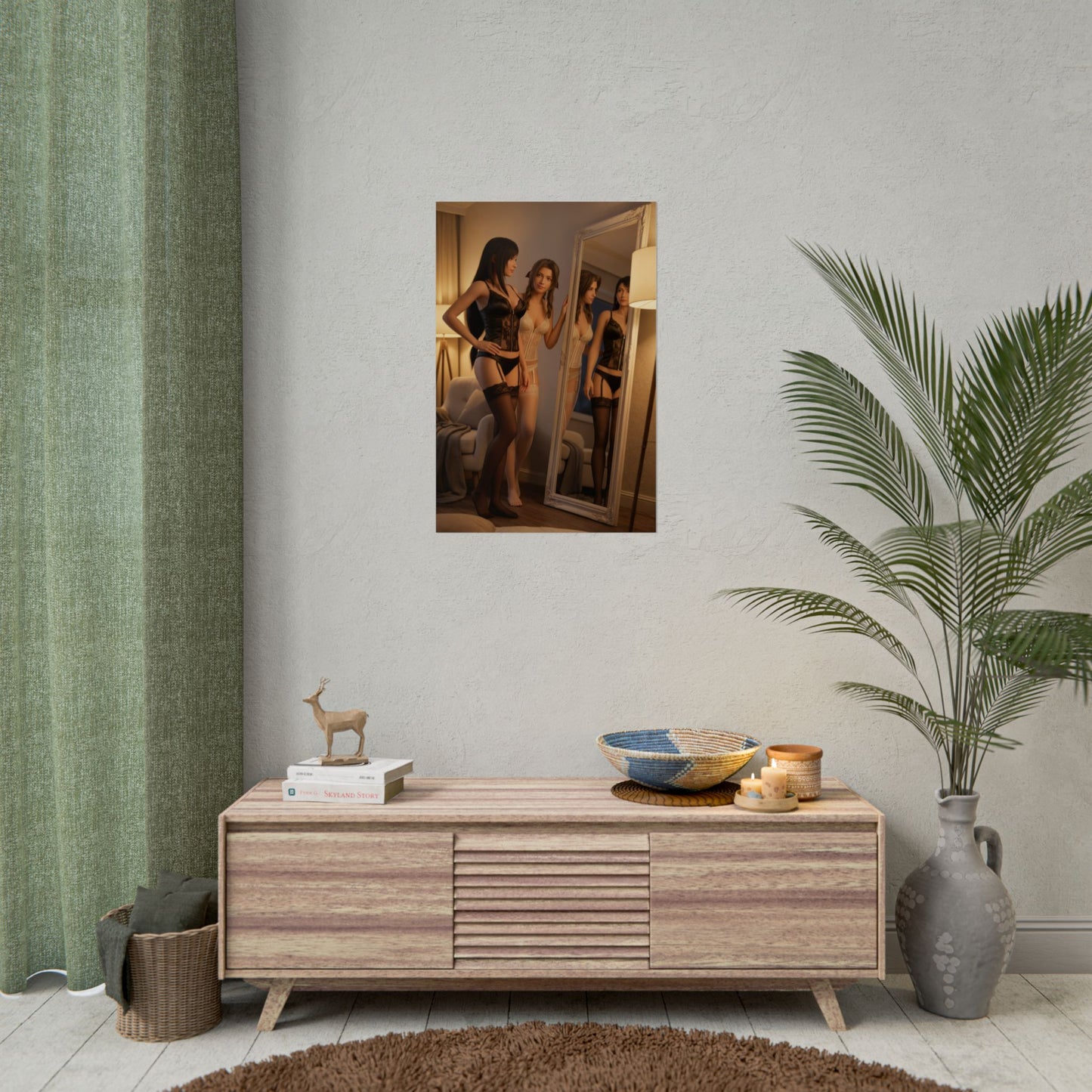 Tifa Aerith Poster, Final Fantasy Art Print – Collector RPG Wall Art hanging in a cozy gamer room display