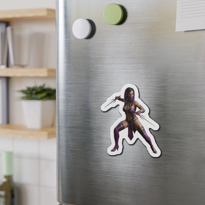 Mileena Magnet – Mortal Kombat Villain Fridge Magnet, Anime Style Decor sticker on stainless steel fridge showing anime-style Mileena character