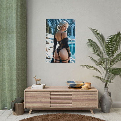 Ciri Poster – Powerful Fantasy Heroine Wall Art for Home or Office Decor — sultry cinematic heroine poster in modern living room