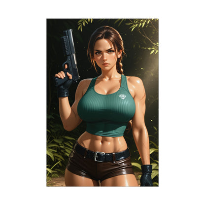 Lara Croft Poster, Anime-Abenteuer-Kunstdruck, Waifu-Entdecker-Wanddeko