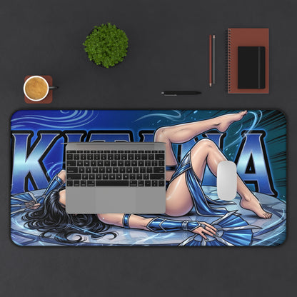 Kitana Mouse Pad – Fighting Game Gaming Mouse Pad, Stylish Gamer Desk Decor showcasing character art on a large gaming desk mat with smooth glide