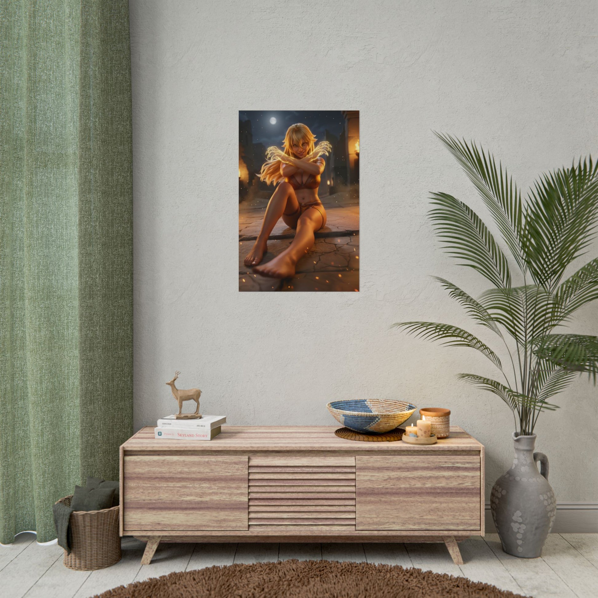 Leone Poster / Leone Wall Art / Leone Art Print / Akame ga Kill Poster - fierce Night Raid Leone crouched with glowing golden energy