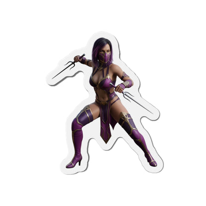 Mileena Magnet – Mortal Kombat Villain Fridge Magnet, Anime Style Decor, die-cut vinyl fridge magnet showing Mileena in purple ninja pose