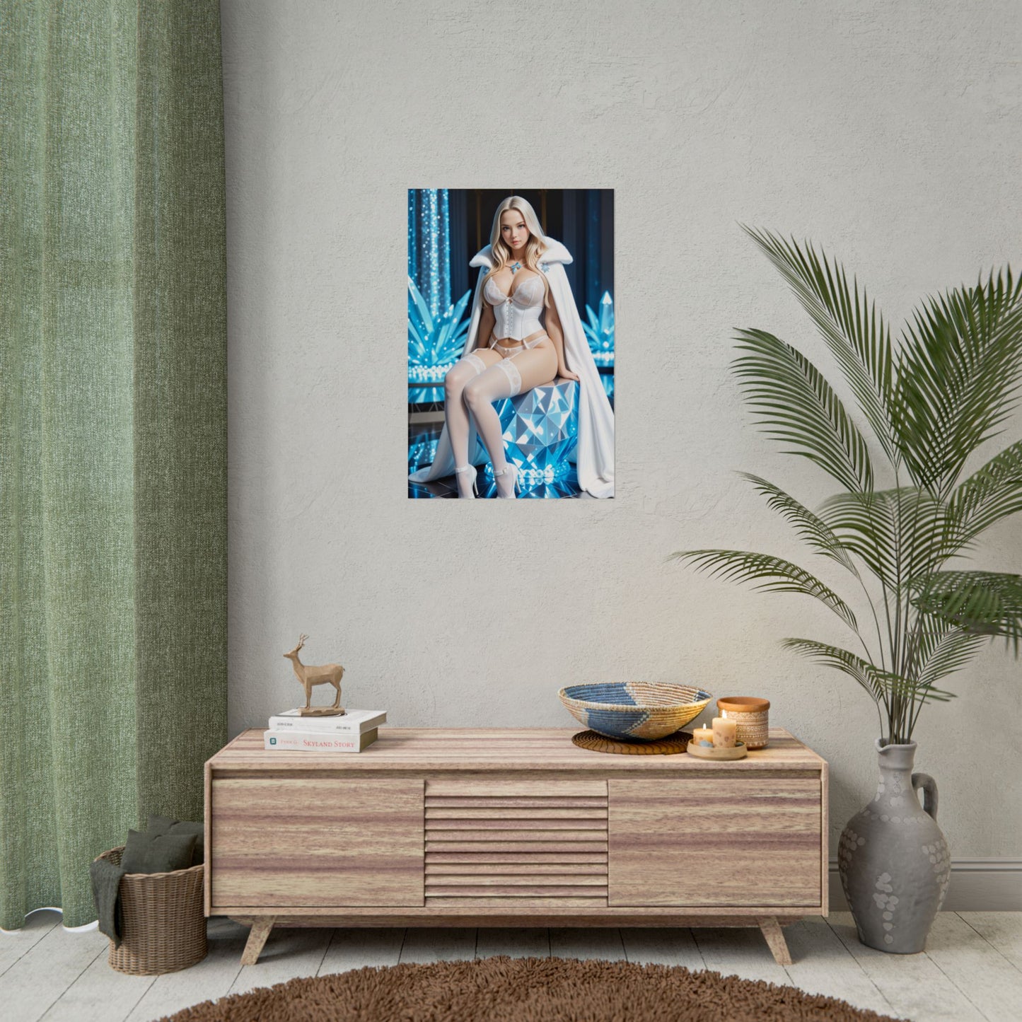 Emma Frost Wall Art Print, Anime Waifu Poster, Blonde Hero Girl Room Decor