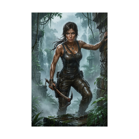 Lara Croft Tomb Raider Poster Adventure Woman Wall Art Explorer Girl Print Action Game Character Gaming Room Decor Gift
