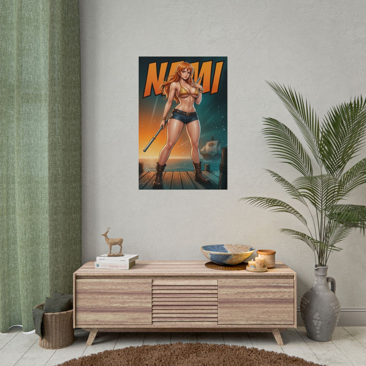 Nami Art Print, One Piece Poster, Anime Girl Wall Art, Pirate Theme Decor, Anime Room Wall Art, Gift