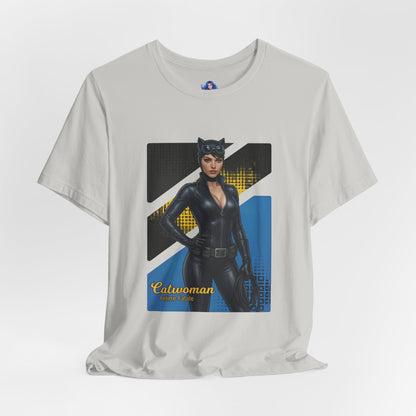 Catwoman T-Shirt | DC Comics Anime Tee for Gamers & Comic Fans - anime-style Catwoman on Bella Canvas 3001 tee