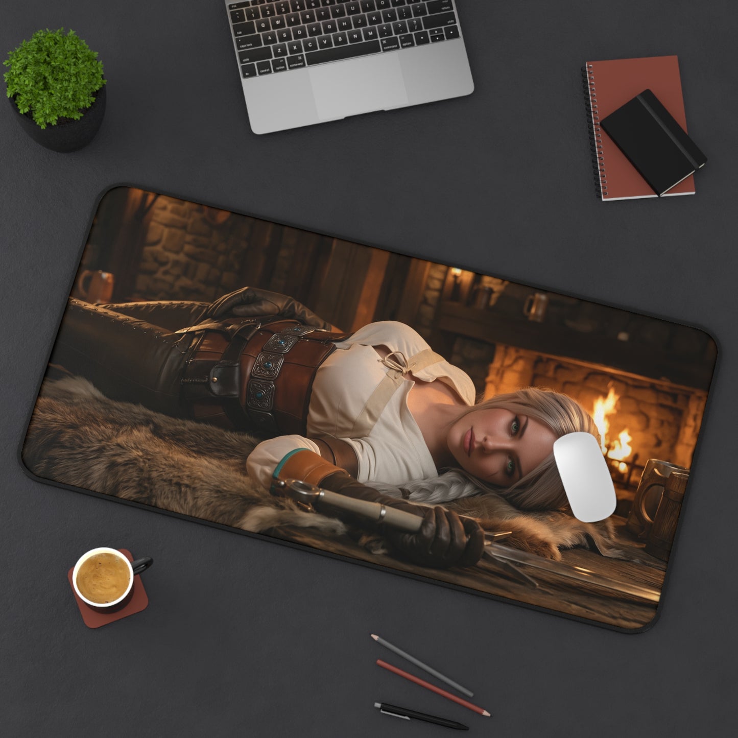Ciri Gaming Mouse Pad, Witcher Desk Mat, Fantasy Heroine Gaming Setup — premium HD Ciri artwork on large desk mat