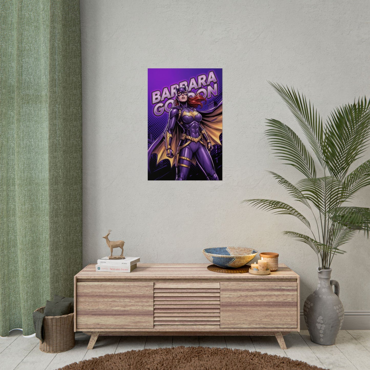 Batgirl Poster / Batgirl Wall Art / Batgirl Art Print / DC Comics Poster featuring Batgirl in purple night-city composition