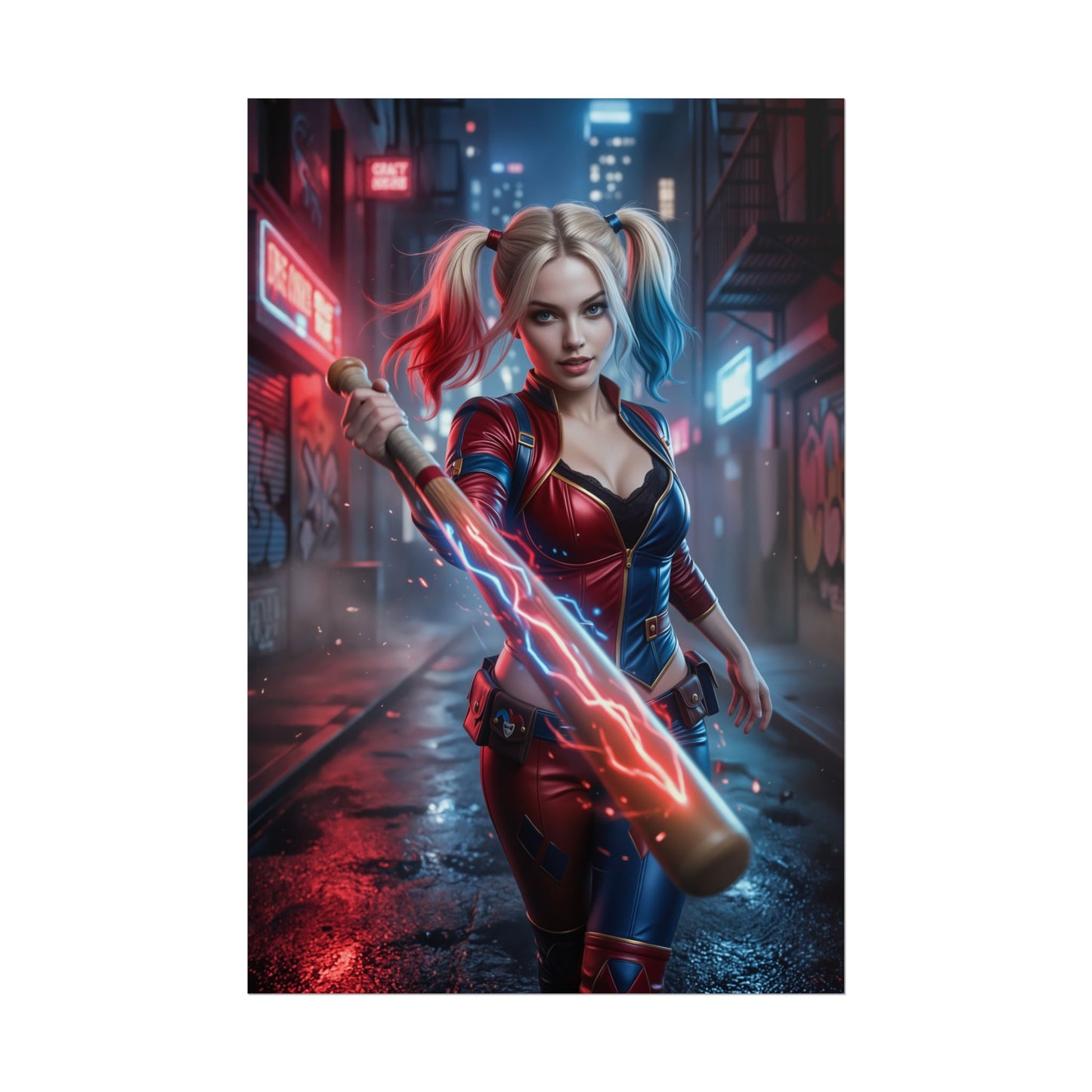 Harley Quinn Poster, DC Comics Wall Art Print, Comic Villain Girl Decor, Gotham Style Wall Art, Gift for Fan