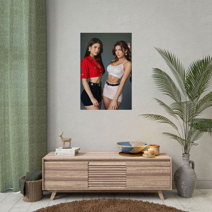 Плакат Тіфи та Аеріт, художній принт дівчат з аніме Final Fantasy, настінний декор Waifu