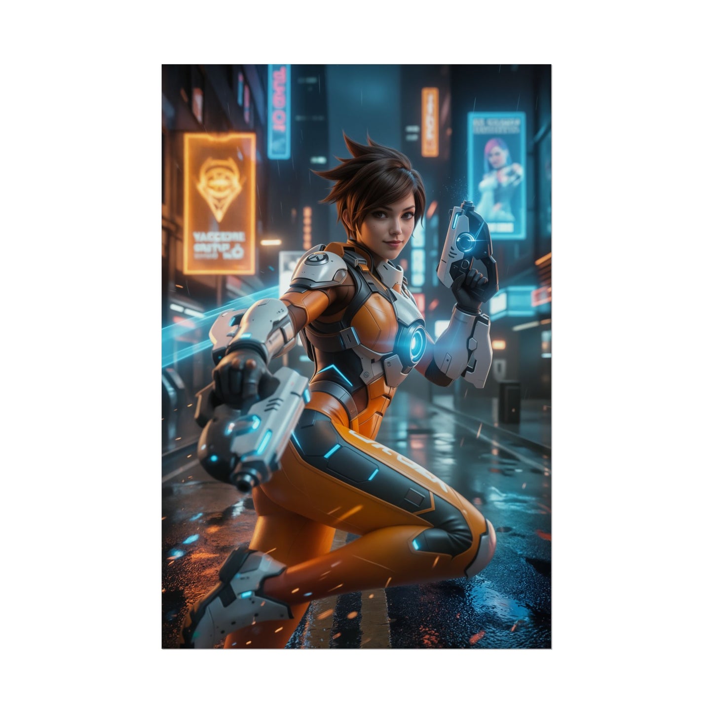 Tracer Overwatch Poster, Overwatch Wall Art Print, Gamer Girl Decor, Esports Wall Art, Gaming Room Poster