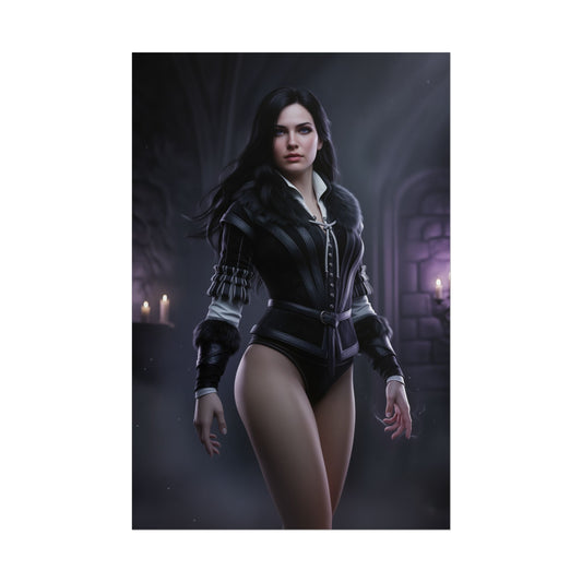 Yennefer Poster Witcher Wall Art Print Fantasy Decor RPG Character - cinematic gothic portrait of sorceress in dark interior