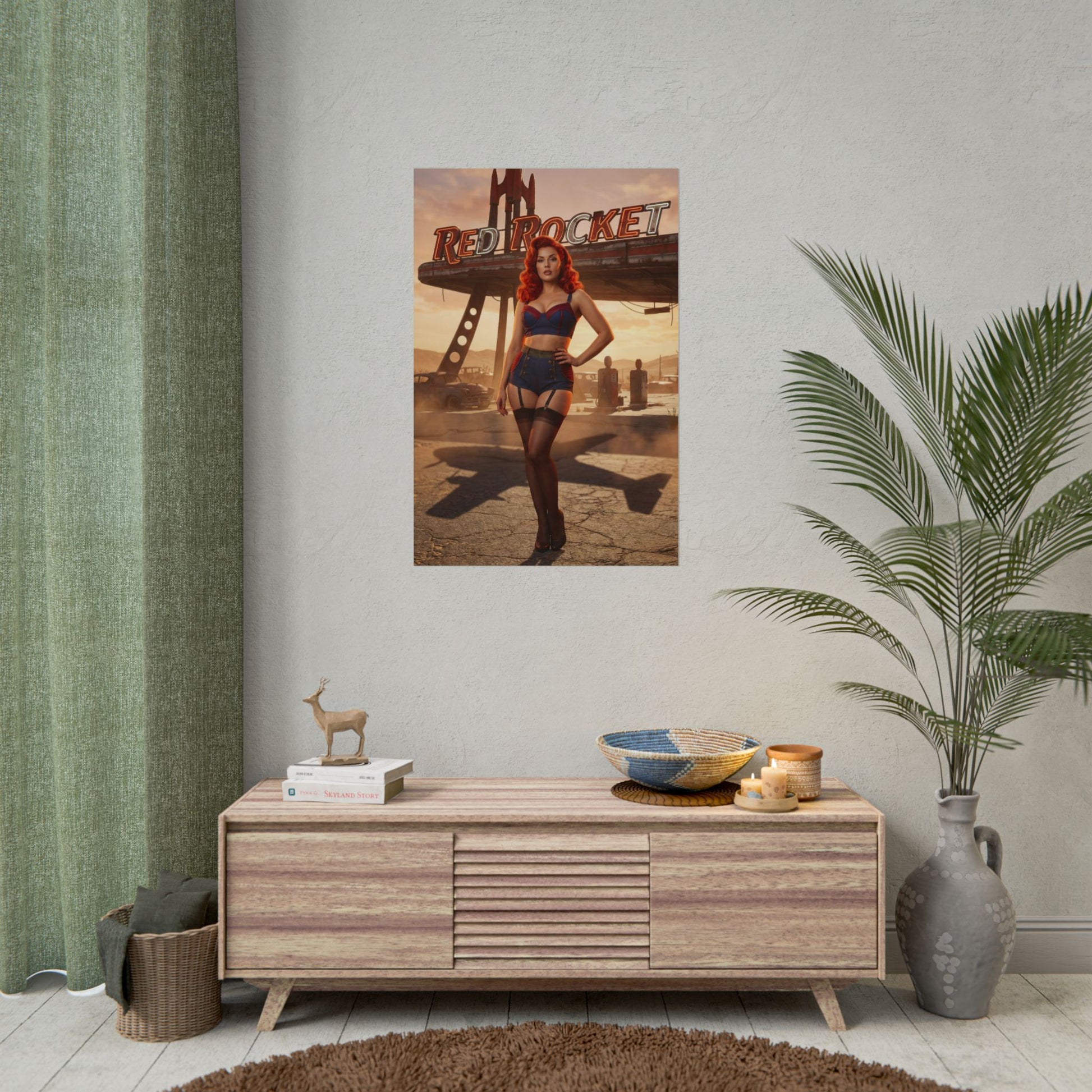 Fallout Redhead Woman Poster / Fallout Redhead Wall Art / Fallout Redhead Art Print / Fallout Poster - vintage pin-up redhead woman poster