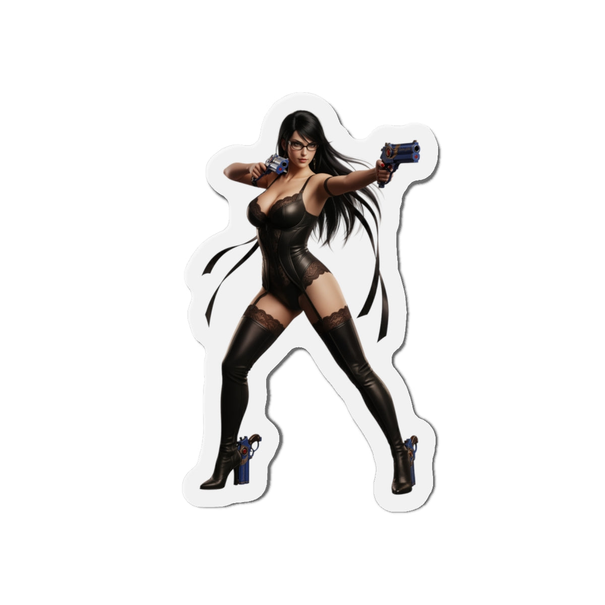 Bayonetta Magnet – Action Game Heroine Fridge Magnet, Anime Style Decor die-cut vinyl fridge magnet featuring Bayonetta in anime-style art
